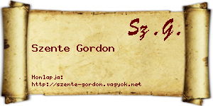 Szente Gordon névjegykártya